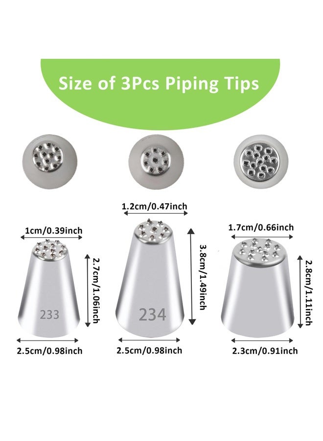 3 Pcs Grass Piping Nozzles, Stainless Steel Piping Tips Grass Shape Icing Nozzles Multi Opening Cake Piping Kit for Cupcakes Fondant Decoration DIY Baking - Image 2